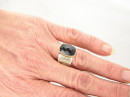 14k Gold & Silver Faceted Onyx Ring Size 6