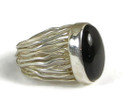 Black Onyx Silver Branch Wire Ring Size 5