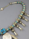 Old Coin Mercury Dime Morgan Dollar Kingman Turquoise Squash Blossom Necklace Set by James McCabe