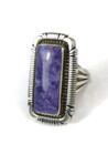 Silver Retangular Charoite Ring Size 6 1/2 by Ray Bennett