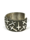 Silver Tufa Cast Mixed Cross Cuff Bracelet by Ernest Rangel