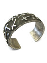 Silver Tufa Cast Mixed Cross Cuff Bracelet by Ernest Rangel