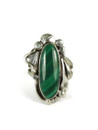 Silver Malachite Ring Size 7 1/2 by Les Baker Jewelry