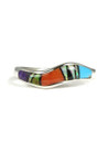 Multi Gemstone Inlay Wave Ring Size 7