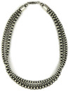Three Strand Silver Bead Necklace (NK4535)