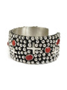 Mediterranean Coral Silver Cross Cuff Bracelet by Ronnie Willie (BR6162)