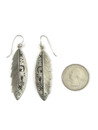 Silver Overlay Petroglyph Feather Earrings by Jane Denetdale (ER5424)
