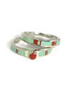  Turquoise & Coral Inlay Wedding Ring Set Size 9 (RG4569-S9)