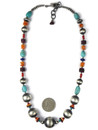 Turquoise & Gemstone Silver Bead Necklace (NK4705)