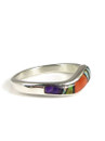 Multi Gemstone Inlay Wave Ring Size 6 1/2 (RG3817-S6.5)