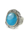 Kingman Turquoise Ring Size 10 1/2 by Bennie Ration (RG5094)