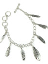 Silver Feather Charm Bracelet (BR6376)