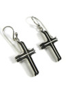 Silver Channel Cross Earrings (ER5748) 