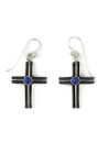 Lapis Silver Channel Cross Earrings (ER5750)