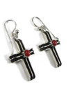 Mediterranean Coral Silver Channel Cross Earrings (ER5751)