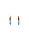 Multi Gemstone Inlay Hoop Earrings (ER5939)