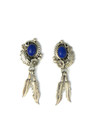 Silver Lapis Feather Earrings (ER5962)