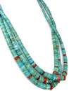 Three Strand Turquoise Heishi & Spiny Oyster Shell Necklace (NK4962)