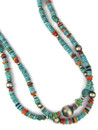 Long Two Strand Turquoise & Gemstone Bead Necklace (NK4970)