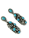 Sleeping Beauty Turquoise Silver Bead Cross Earrings (ER6085)