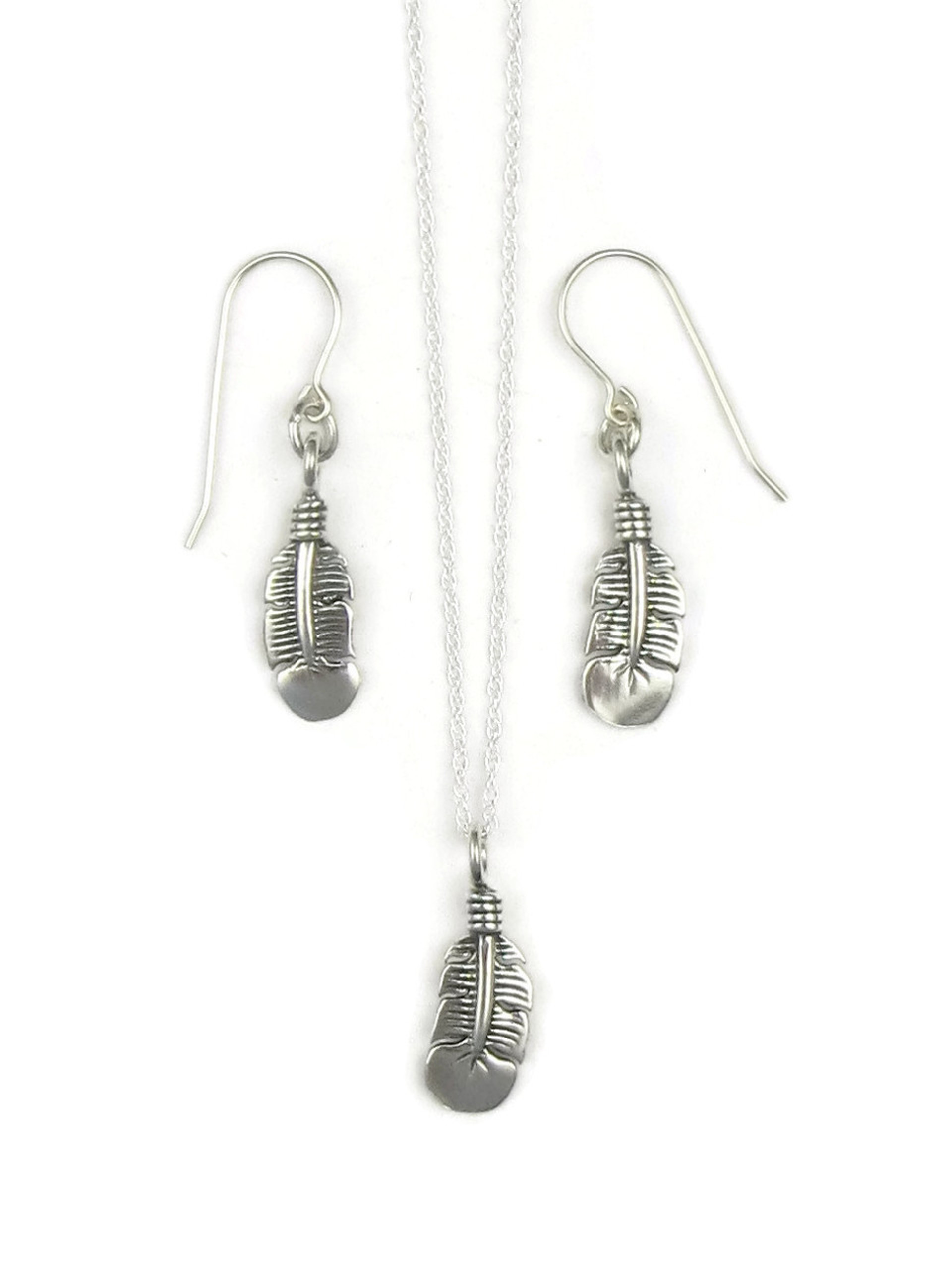 Feather Earrings Gold & Sterling Silver Native American