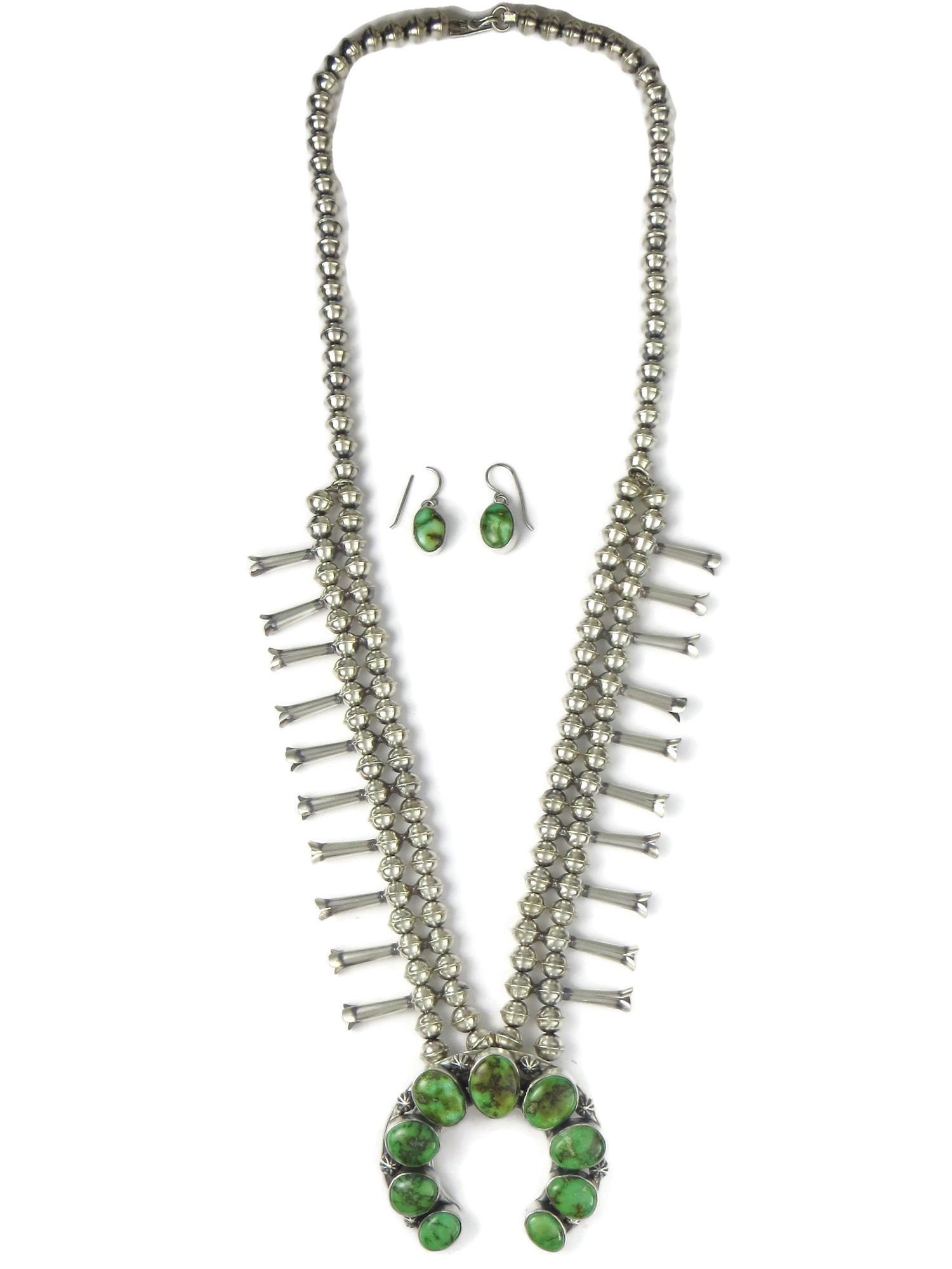 CC Turquoise squash blossom necklace w/ Silver Pearls main image 1