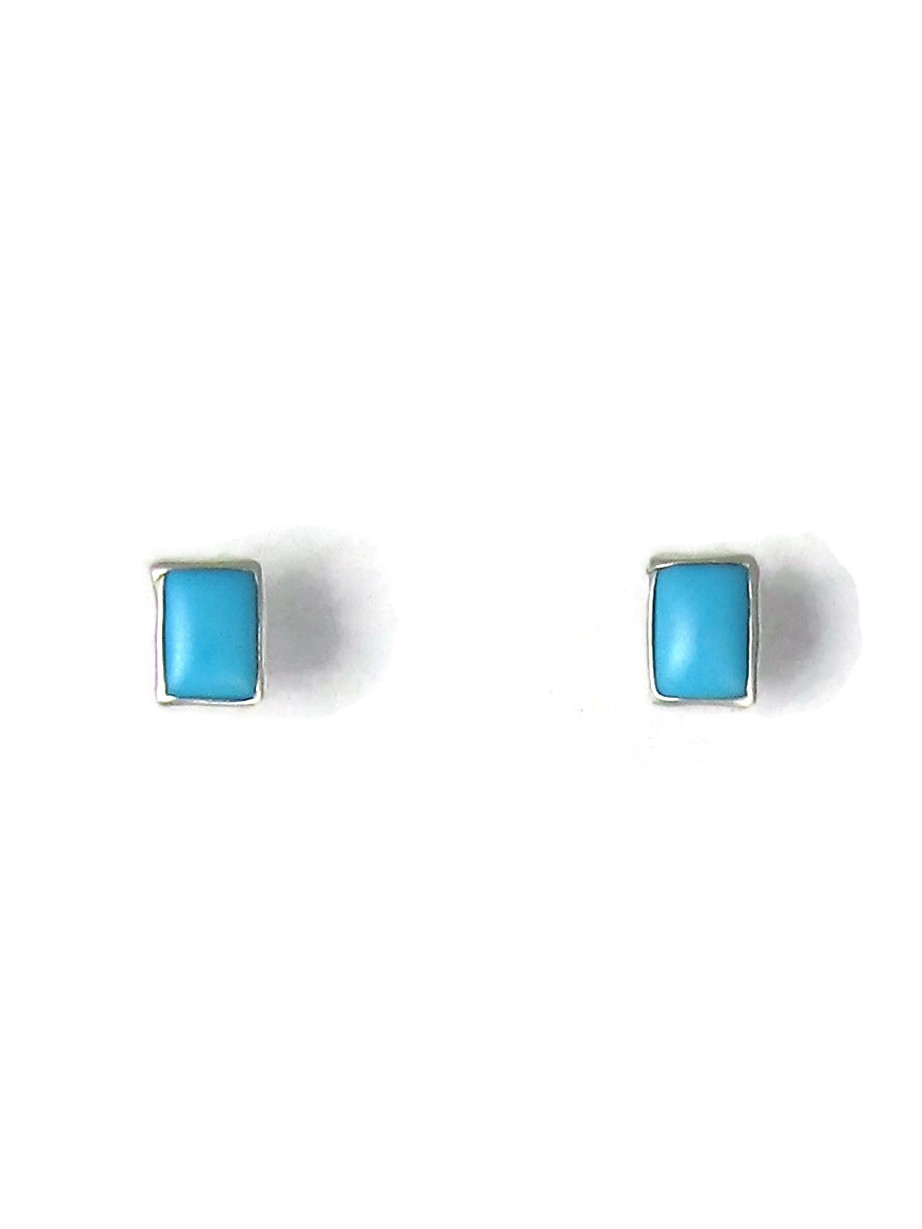 Emery Silver Stud Earrings in African Turquoise