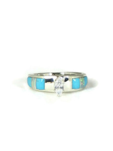 Turquoise & Opal Inlay CZ Ring Size 7 (RG7064) 