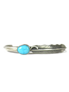 Kingman Turquoise Silver Feather Bracelet (BR6769)