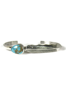 Kingman Turquoise Silver Feather Bracelet (BR6771)