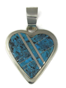 Large Turquoise Inlay Heart Pendant by Daniel Coriz (PD5048)