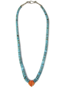 Turquoise Heishi & Spiny Oyster Shell Jacla Necklace (NK5016)