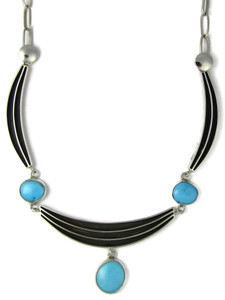 Kingman Turquoise Silver Channel Necklace by Francis Jones (NK5027)