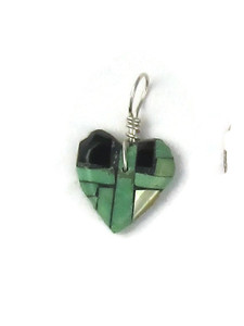 Small Turquoise & Gemstone Mosaic Inlay Heart Pendant (PD5179)