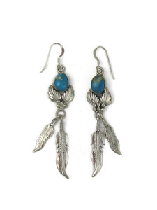 Turquoise Feather Earrings 2 5/8" by Isabell Yazzie (ER7058)