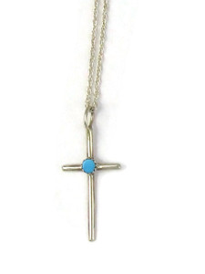 Silver Cross Necklace | Turquoise Cross 