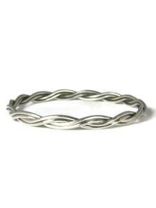 Double Silver Twist Bangle Bracelet by Elaine Tahe (BR6846)