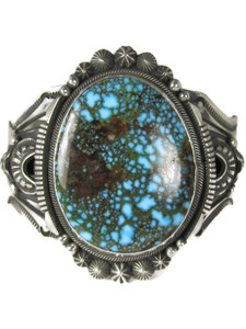 Spider Web Kingman Turquoise Bracelet by Aaron Toadlena (BR6852)