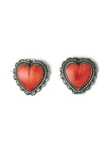 Spiny Oyster Shell Heart Earrings by Philbert Secatero (ER8029)