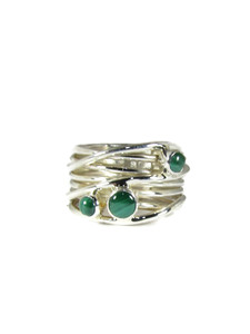 Silver Malachite Branch Wire Ring Size 6 1/2 (RG6174-S6.5)