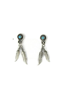 Turquoise Silver Feather Earrings (ER7222)