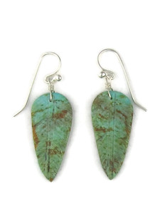 Turquoise Feather Slab Earrings by Ronald Chavez (ER8056)