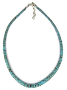 Kingman Turquoise Heishi Necklace 18" - Adjustable by Ronald Chavez (NK5399)