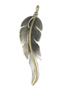12k Gold & Sterling Silver Feather Pendant by Lena Platero (PD6048)