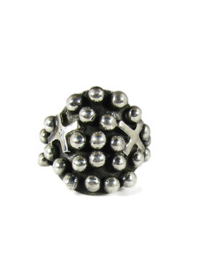 Silver Cross Bead Ring Size 8 by Geneva Apachito (RG7284-S8)