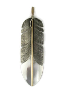 12k Gold & Sterling Silver Feather Pendant by Lena Platero (PD6076)