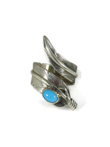 Sterling Silver Turquoise Feather Wrap Ring Size 6 by Lena Platero (RG8032)
