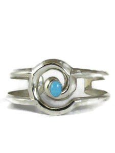 Sleeping Beauty Turquoise Silver Swirl Cuff Bracelet (BR8097) 