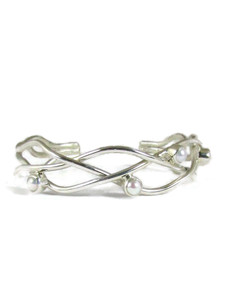 Pearl Silver Branch Wire Bracelet by Angela Martin (BR8126)