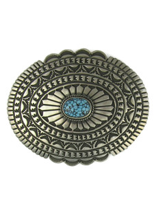 Spider Web Kingman Turquoise Belt Buckle by Cooper Willie (BKL711)